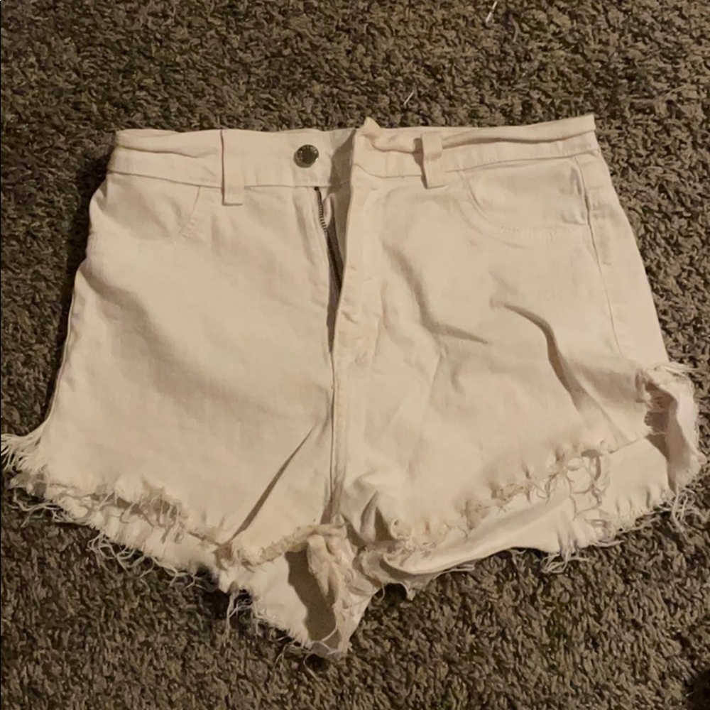 High waisted white shorts